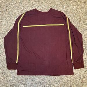 90’s Point Zero Mens Shirt Long Sleeve Large Maroon Retro Stripe